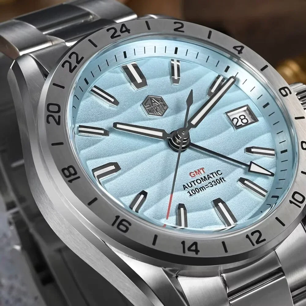 San Martin New 39mm Luxury Men’s Business Dress GMT Watch - Picture 5 of 9